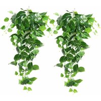 MINKUROW 2 Stück hängende künstliche Pflanzen, 90 cm gefälschter Efeu hängende grüne Scindapsus-Blätter zur Dekoration von MINKUROW