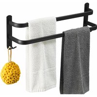 Handtuchhalter Bad 2 Tier Handtuchstange Badezimmer Aluminium Wand-handtuchhalter Handtuchhalter Wandmontage für Badezimmer Küchen Toilette (Schwarz, von MINKUROW