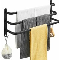 Handtuchhalter Bad 3 Tier Handtuchstange Badezimmer Aluminium Wand-handtuchhalter Handtuchhalter Wandmontage für Badezimmer Küchen Toilette (Schwarz, von MINKUROW