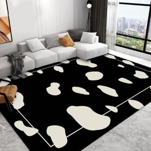 MINTIFNT Moderne Minimalistische Schwarz-Weiße Wohnzimmerteppiche, Große Schlafzimmerteppiche, Wohnzimmerteppiche, Plüschteppiche Und Anti-Rutsch-Teppiche 200x300cm von MINTIFNT