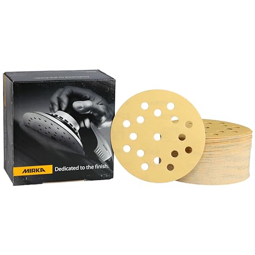 Mirka Gold Universal-Schleifpapier Ø 125mm Klett 17-Loch, Korn P240, 100 Stk / Zum Schleifen von Gips, Spachtel, Spanplatten, Holz, Lack von MIRKA