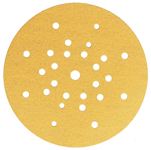 Mirka Gold Schleifpapier Ø 225mm Klett 27-Loch/Korn P100, 25 Scheiben/Für Trockenbauschleifer Wand- und Deckenschleifer/Zum Schleifen von Gips, Spachtel, Spanplatten, Holz, Lack Mirka Gold Schleifpapier Ø 225mm Klett 27-Loch/Korn P100, 25 Scheiben/Für Trockenbauschleifer Wand- und Deckenschleifer/Zum Schleifen von Gips, Spachtel, Spanplatten, Holz, Lack von MIRKA