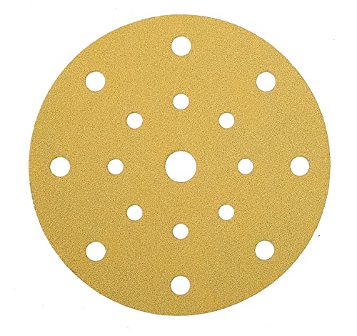 Mirka Gold Universal-Schleifpapier Ø 150mm Klett 17-Loch / Korn P120, 100 Stk / Zum Schleifen von Gips, Spachtel, Spanplatten, Holz, Lack von MIRKA