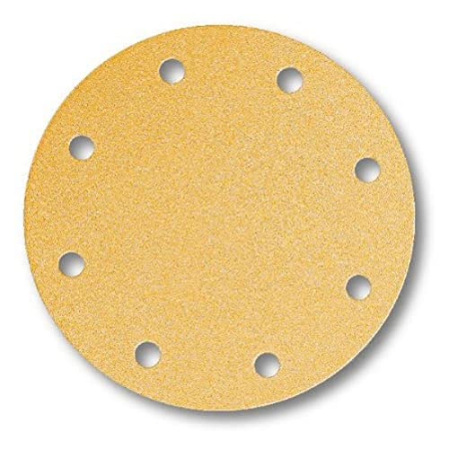 Mirka Gold Universal-Schleifpapier Ø 200mm Klett 9-Loch, Korn P60, 50 Stk / Zum Schleifen von Gips, Spachtel, Spanplatten, Holz, Lack von MIRKA