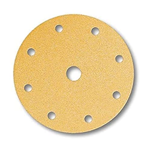 Mirka Gold Universal-Schleifpapier Ø 150mm Klett 9-Loch, Korn P150, 100 Stk / Zum Schleifen von Gips, Spachtel, Spanplatten, Holz, Lack von MIRKA