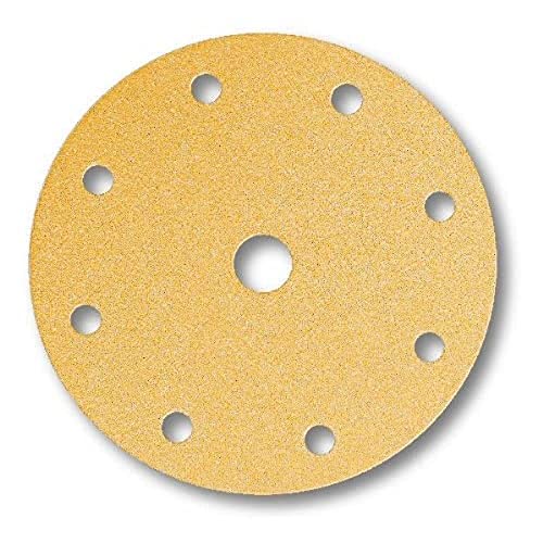 Mirka Gold Universal-Schleifpapier Ø 150mm Klett 9-Loch, Korn P320, 100 Stk / Zum Schleifen von Gips, Spachtel, Spanplatten, Holz, Lack von MIRKA