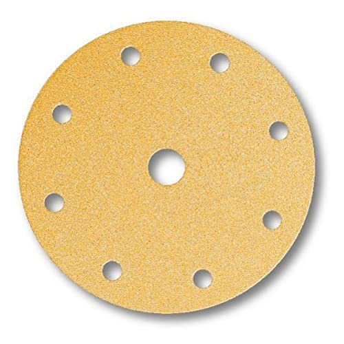 Mirka Gold Universal-Schleifpapier Ø 150mm Klett 9-Loch, Korn P60, 50 Stk / Zum Schleifen von Gips, Spachtel, Spanplatten, Holz, Lack von MIRKA