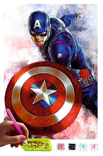 MISHBAY Diamond Painting Marvel - 30x40cm Diamond Painting Erwachsene Avengers - 5D Diamant Painting Bilder - Malen nach Zahlen Captain America von MISHBAY
