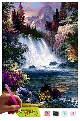 MISHBAY Diamond Painting Landschaft - 30x40cm Diamond Painting Erwachsene - Diamant Painting Bilder Wasserfall - DIY 5D Satz Wand Dekor Diamantstickerei von MISHBAY