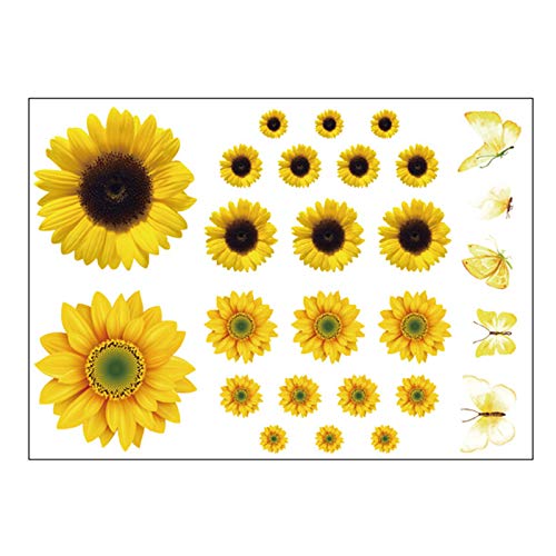 Wasserdichter 3D Wandaufkleber Für Schmetterlingstapete Sonnenblumen Wandaufkleber Abnehmbare Blumengarten Wandkunst von MISUVRSE