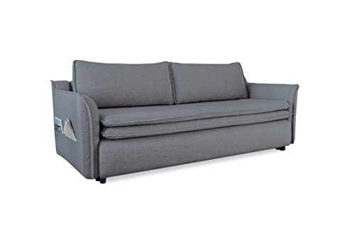 MIUFORM Schlafsofa matratze | Charming Charlie Sofa mit Schlaffunktion | Schlafsofa mit Bettkasten und Armlehnen | Sofa Bett |Wohnzimmer Schlafzimmer Gästebett (Grau) von MIUFORM