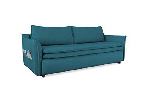 MIUFORM Schlafsofa matratze | Charming Charlie Sofa mit Schlaffunktion | Schlafsofa mit Bettkasten und Armlehnen | Sofa Bett |Wohnzimmer Schlafzimmer Gästebett (Türkis) von MIUFORM