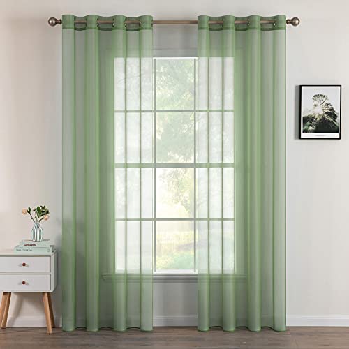MIULEE 2er Set Voile Vorhang mit Ösen Transparente Gardine aus Voile Polyester Ösenschal Transparent Wohnzimmer Luftig Dekoschal für Schlafzimmer Grau Grün 245 x 140cm H x B, Grommet Top MIULEE 2er Set Voile Vorhang mit Ösen Transparente Gardine aus Voile Polyester Ösenschal Transparent Wohnzimmer Luftig Dekoschal für Schlafzimmer Grau Grün 245 x 140cm H x B, Grommet Top von MIULEE