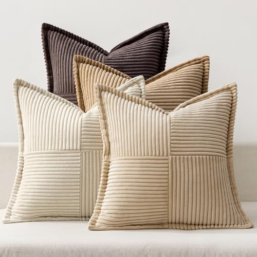 MIULEE 4er Set Kordsamt Kissenbezüge Weich Dekokissen Dekorativ Kissenbezug Modern Kissenhülle Sofakissen Zierkissen Couchkissen für Wohnzimmer Schlafzimmer Kaffee Serie 45x45 cm von MIULEE