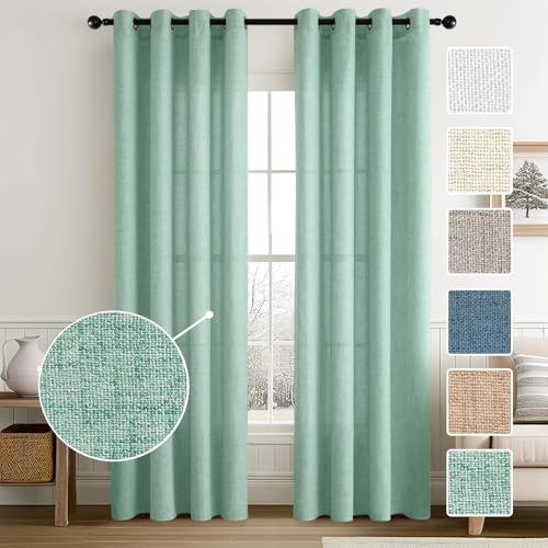 MIULEE Wohnzimmer Vorhänge Gardinen Leinen Ösenvorhang Leinenoptik Vorhang Boho Gardine mit Ösen Semi-transparent Leinenvorhang Curtains 2er Set HxB 225x140 cm,Mintgrün MIULEE Wohnzimmer Vorhänge Gardinen Leinen Ösenvorhang Leinenoptik Vorhang Boho Gardine mit Ösen Semi-transparent Leinenvorhang Curtains 2er Set HxB 225x140 cm,Mintgrün von MIULEE