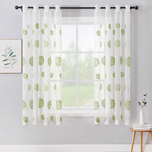MIULEE Vorhänge mit Florales Stickerei, Gardinen Weiß mit Grün Muste für Wohnzimmer, Schlafzimmer Vorhang Transparent mit Ösen, 2er Set Voile Blumen Durchsichtig Vorhänge, Jeder H 145 X B 140cm MIULEE Vorhänge mit Florales Stickerei, Gardinen Weiß mit Grün Muste für Wohnzimmer, Schlafzimmer Vorhang Transparent mit Ösen, 2er Set Voile Blumen Durchsichtig Vorhänge, Jeder H 145 X B 140cm von MIULEE