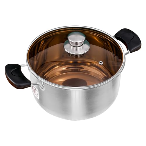 MIUUIPI Kochtopf, Edelstahltopf mit Glasdeckel, 24cm Topf Induktion Griff nicht heiß, Stabiler Boden für alle Herdearten Kochtopf groß, als Suppentopf Kartoffeltopf Nudeltopf Cooking Pot (24CM) von MIUUIPI