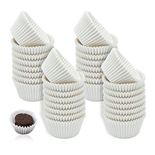 MIVAIUN 1000 Stück Kleine Weiße Papier Cupcake Formen Backformen, Mini Papier Backformen Muffin Formen Cupcake Liners Schokoladen Papier Bonbon Formen, Fettdichte Papier Formen für Muffins (Weiß) von MIVAIUN