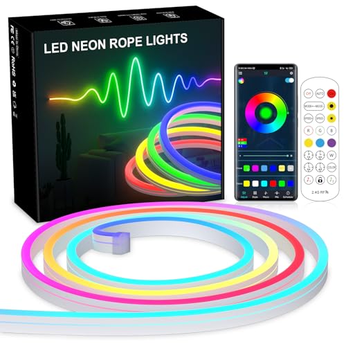 MIWATT RGB Neon LED Bluetooth -10M(1 * 10M) RGB 3535 LED Musik Sync Farbwechsellichter, App-gesteuert - für Schlafzimmer, Party, Küchendekoration von MIWATT
