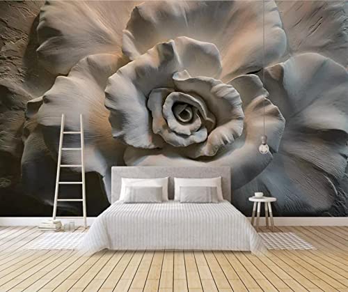 Fototapete 3D Effekt Relief Rosenblüte Tapete Vlies Wand Wandbilder Wohnzimmer Schlafzimmer Tapeten Wanddeko 430x300cm von MIWEI Wallpaper