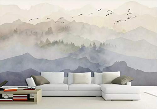 Fototapete 3D Tapete Kinderzimmer Deko Nordischen Wäldern Vögel Berge Tapeten Vliestapete Wandbilder Schlafzimmer Wanddeko Wohnzimmer Wandgemälde von MIWEI Wallpaper