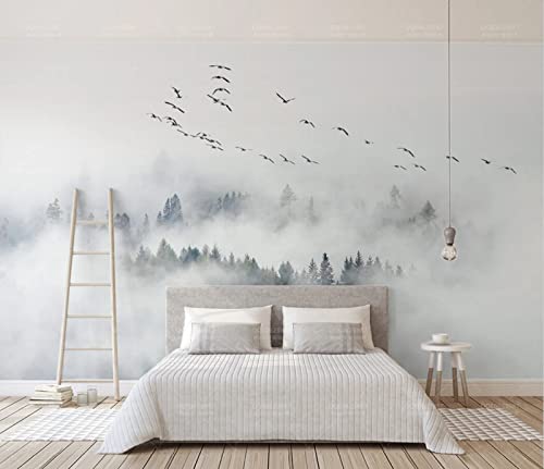 Fototapete 3D Effekt Vögel Wald Wolken Tapete Vlies Wand Wandbilder Wohnzimmer Schlafzimmer Tapeten Wanddeko 400x280cm von MIWEI Wallpaper