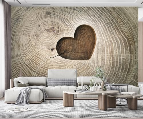 Fototapete 3D Tapete Kinderzimmer Deko Kreative Herzförmige Hohle Holzmaserung Tapeten Vliestapete Wandbilder Schlafzimmer Wanddeko Wohnzimmer Wandgemälde von MIWEI Wallpaper
