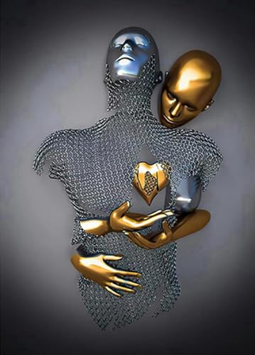 3D Metall Figur Statue Kunst Leinwand Gemälde Romantisch Abstrakt Poster und Drucke Liebhaber Skulptur Poster Liebe Herz Kuss Bilder - Ohne Rahmen (Figur-01,1Pcs-20x30cm) von MKHFUW