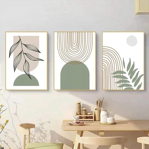 MKHFUW 3er Set Poster Abstrakte Botanische Blatt Gedruckt Poster Wandkunst, Abstrakte Boho Poster Strichzeichnung Frau,Kein Rahmen (Design-11,3Pcs-30x40cm) von MKHFUW