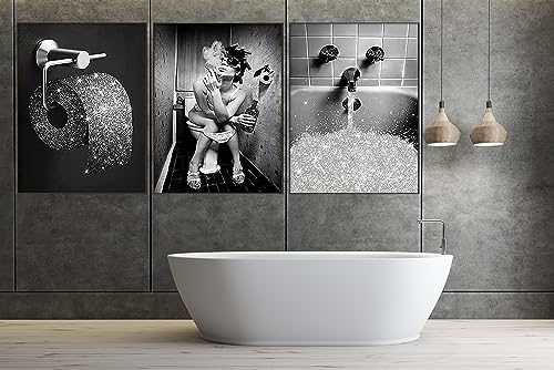 MKHFUW Moderne Modische Weibliche Wandmalerei,Badezimmer Dekorative Wandkunst Spaß Badezimmer Toilettenpapier, Rahmenlos (Wandbild-6, 30x40cm) von MKHFUW