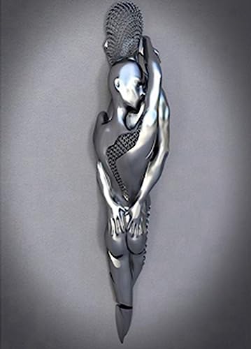 Metall Figur Statue Kunst Leinwand Gemälde Romantisch Abstrakt Poster und Drucke 3D Liebhaber Skulptur Poster Modernes Wohnzimmer Heimdekoration - Ohne Rahmen (BST-09,40x60cm*1) von MKHFUW