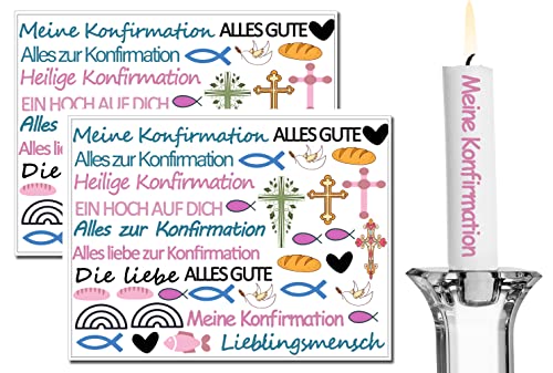 Kerzentattoo kerzen tattoofolie für bis zu 140 Kerzen Kerzentattoo-Folie verschiedene Motive Wasserschiebefolie |dekorieren Sprüche Glückslicht Lieblingsmens Wunschlicht Kerzenfolie(Konfirmation) von MKISHINE