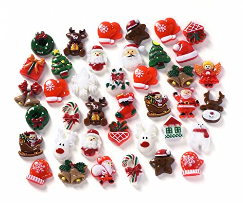 MKISHINE 50 Miniatur-Figuren aus Kunstharz, Weihnachtsmann, Weihnachtsbaum, Mann, Weihnachtsartikel, kleine Ornamente, Dekoration für Geschenk, Karten, Scrapbooking, Holzscheite von MKISHINE