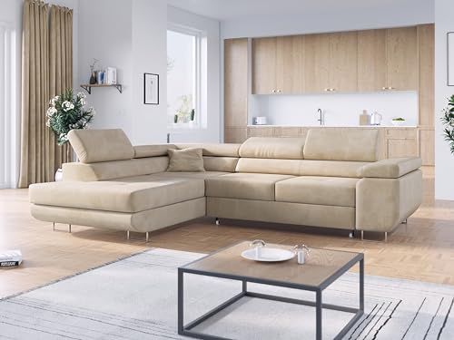 MKS MEBLE Ecksofa Beige Wohnzimmer - Wohnlandschaft - Schlafsofa mit Bettkasten - Ecksofa mit Schlaffunktion - Wohnzimmer L Couch - Polstersofa mit Bettkasten - Gustaw - Beige - Links MKS MEBLE Ecksofa Beige Wohnzimmer - Wohnlandschaft - Schlafsofa mit Bettkasten - Ecksofa mit Schlaffunktion - Wohnzimmer L Couch - Polstersofa mit Bettkasten - Gustaw - Beige - Links von MKS MEBLE