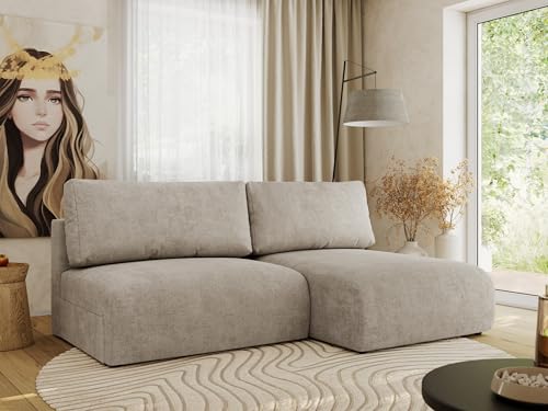 MKS MEBLE Ecksofa mit Schlaffunktion, Sofa L-Form, Schlafsofa mit Bettkasten, Bettsofa - Beige Struktur - Vivo L - Links MKS MEBLE Ecksofa mit Schlaffunktion, Sofa L-Form, Schlafsofa mit Bettkasten, Bettsofa - Beige Struktur - Vivo L - Links von MKS MEBLE