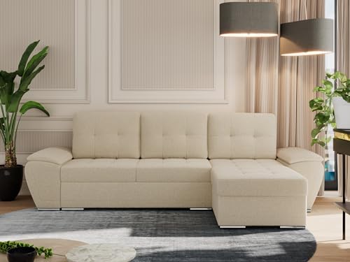 MKS MEBLE Sofa mit Schlaffunktion - Ecksofa mit Schlaffunktion und Bettkasten - Sofa 3 Sitzer - Schlafsofa - Couch - Schlafsofa mit Bettkasten - Umbria L - Beige Boucle MKS MEBLE Sofa mit Schlaffunktion - Ecksofa mit Schlaffunktion und Bettkasten - Sofa 3 Sitzer - Schlafsofa - Couch - Schlafsofa mit Bettkasten - Umbria L - Beige Boucle von MKS MEBLE