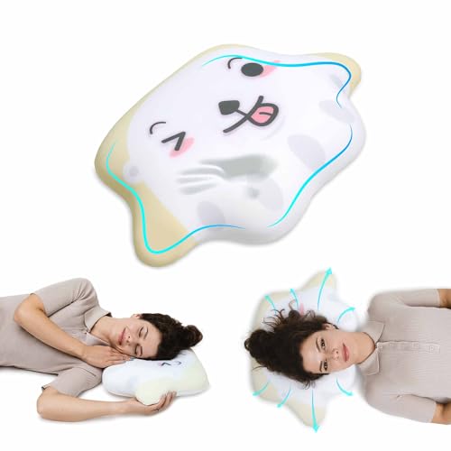 Ergonomisch Kinderkissen 8 cm Höhe mit Anime Kissenbezug | Premium Memory Foam Kinder Kopfkissen | Nackenkissen für Kinder und Kleinkinder | Thermoregulierender bezug 56 x 35 x 8 cm von MKS