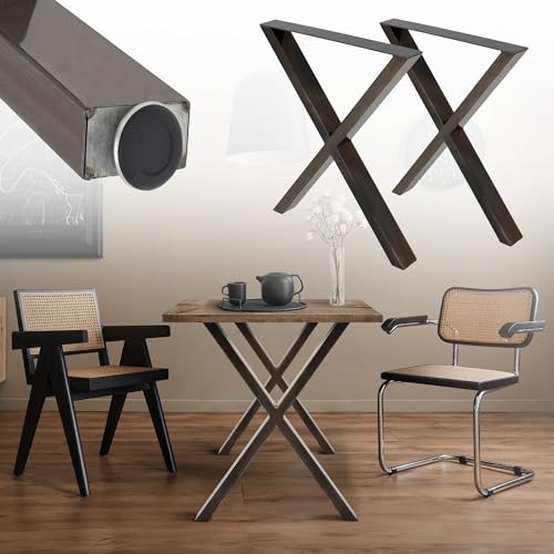 ML-Design 2er Set Tischbeine X-Form 60x72 cm, Industrial, pulverbeschichteter Stahl, Industriell, Metall Tischkufen X-Design Kreuz, Tischuntergestell Tischgestell Möbelfüße, für Esstisch, Schreibtisch von ML DESIGN modern living