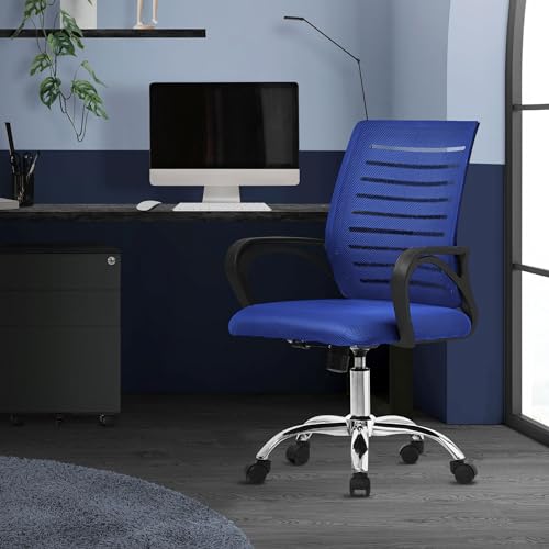 ML-Design Bürostuhl ergonomisch, Blau, Höhenverstellbarer Schreibtischstuhl mit Armlehnen, Computerstuhl mit atmungsaktiver Netzbespannung, Wippfunktion, 360° Drehstuhl mit Rollen, Gaming Stuhl von ML DESIGN modern living