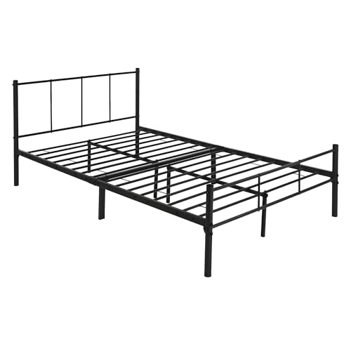 ML-Design Metallbett 120x200 cm auf Stahlrahmen mit Kopfteil und Lattenrost, Schwarz, robuste Metall Bettgestell, leichte Montage, Bett für Schlafzimmer der Kinder, Jugendliche, Erwachsene, Gästebett von ML DESIGN modern living