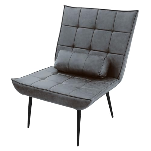 ML-Design Relaxsessel Anthrazit, Loungesessel mit PU-Leder Bezug und schwarzen Metallbeine, Polstersessel mit Lendenkissen, Ohrensessel ergonomisch, Einzelsofa für Wohnzimmer, Fernsehsessel Lesesessel ML-Design Relaxsessel Anthrazit, Loungesessel mit PU-Leder Bezug und schwarzen Metallbeine, Polstersessel mit Lendenkissen, Ohrensessel ergonomisch, Einzelsofa für Wohnzimmer, Fernsehsessel Lesesessel von ML DESIGN modern living