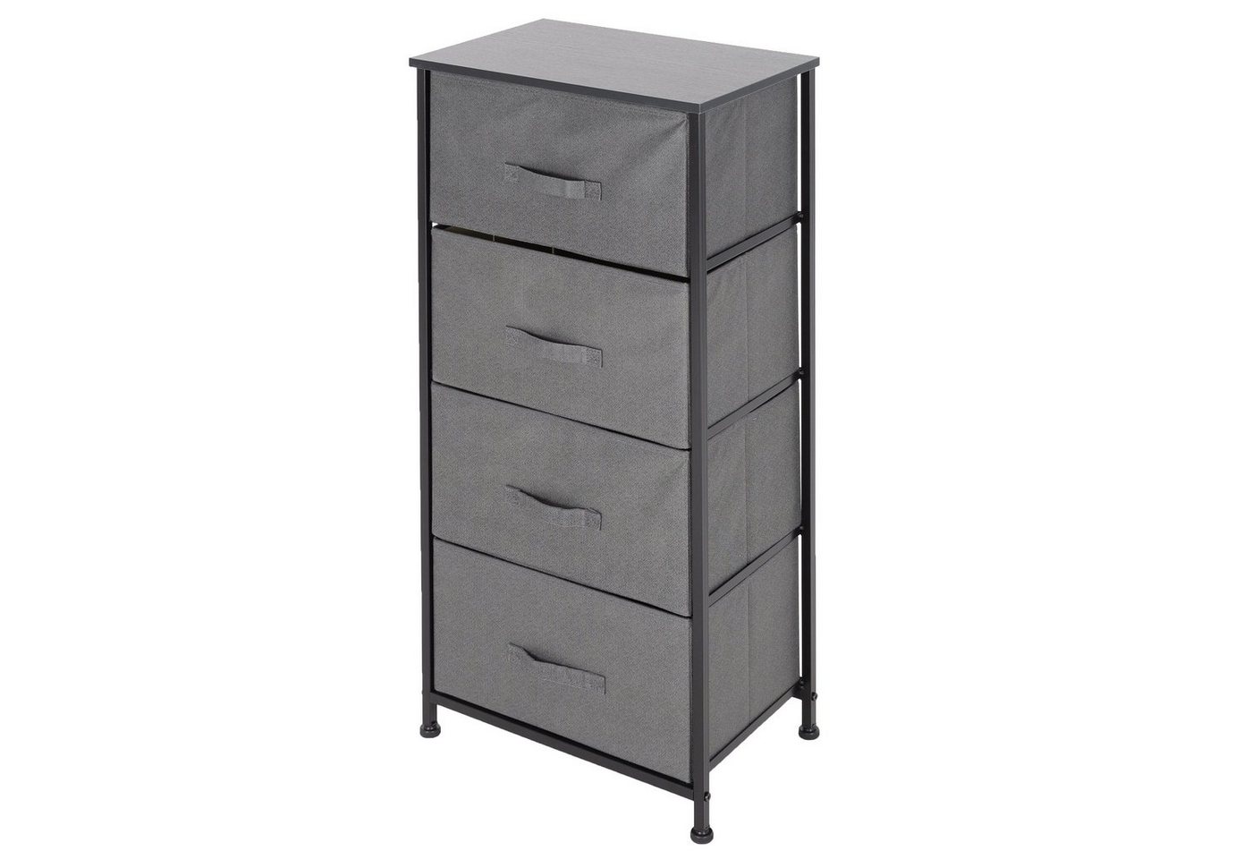 ML-DESIGN Kommode Schubladenschrank Schrank Kleideraufbewahrung Sideboards Schubladenbox, Stoff 4 Schubladen 45x30x94cm Grau Schwarzes Metall-Regal/MDF-Platte von ML-DESIGN