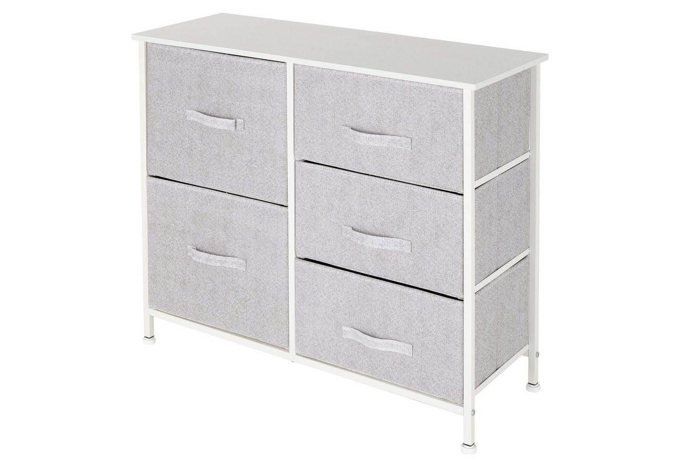 ML-DESIGN Kommode Schubladenschrank Sideboards Schubladenbox, Stoff mit 5 Schubladen 80x30x70cm Weiß Metall-Regal/MDF-Platte von ML-DESIGN