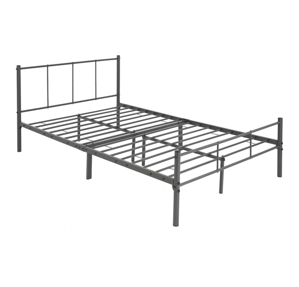 ML-DESIGN Metallbett Bett mit Kopfteil und Lattenrost robust auf Stahlrahmen, Gästebett 120x200 cm mit Kopfteil Anthrazit leichte montage von ML-DESIGN