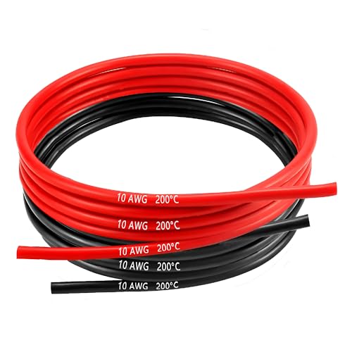 MMOBIEL 10 AWG Silikon Elektronik Kabel - 10 Gauge (5,26mm²) Verzinnte Kupferkabel - 2 Separate Kabel Rot & Schwarz Jede 1,5 m / 5 ft für RC, Drohnen, 3D Drucker, Batterien, Sprecherkabel, Led Strips von MMOBIEL