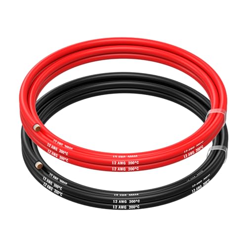 MMOBIEL 12 AWG Silikon Elektronik Kabel - 12 Gauge (3,31mm²) Verzinnte Kupferkabel - 2 Separate Kabel Rot & Schwarz Jede 1,5 m / 5 ft für RC, Drohnen, 3D Drucker, Batterien, Sprecherkabel, Led Strips von MMOBIEL