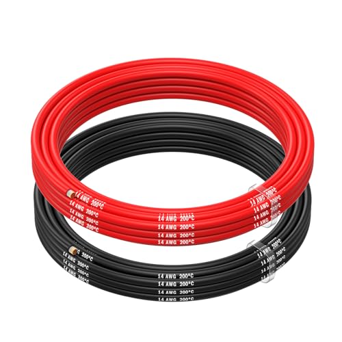 MMOBIEL 14 AWG Silikon Elektronik Kabel - 14 Gauge (2,08mm²) Verzinnte Kupferkabel - 2 Separate Kabel Rot & Schwarz Jede 2,5m / 8.2ft für RC, Drohnen, 3D Drucker, Batterien, Sprecherkabel, Led Strips von MMOBIEL