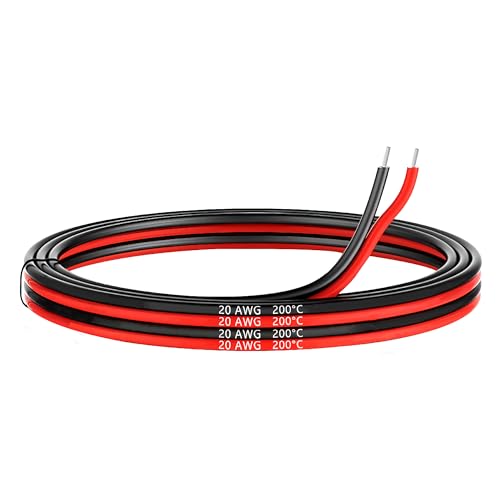 MMOBIEL 20 AWG Silikon Elektronik Kabel - 20 Gauge (0,52mm²) Verzinnte Kupferkabel - 2 Separate Kabel Rot & Schwarz Jede 1,5 m / 5 ft für Elektrische Reparatur, Sensoren, Drohnen, Lautsprecherkabel von MMOBIEL