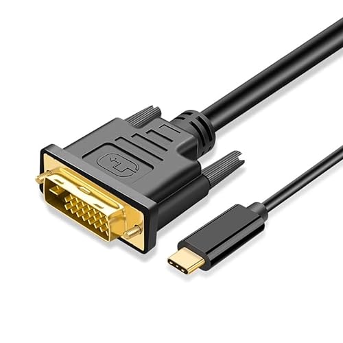 MMOBIEL USB-C auf DVI Kabeladapter - USB-C Stecker zu DVI-D Dual Link Stecker Kompatibel mit MacBook, iPad, Dell XPS etc. Kabelkonverter für Monitor, TV, Projektor - 1080p Full HD 60Hz - Gold - 1.8 m von MMOBIEL