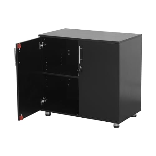MMT Furniture Ltd schwarz aufbewahrungsschrank – mehrzweckschrank - 2 türiger Büroschrank - Akten Büroschrank mit einlegeböden – abstellschrank (80D x 45W x 73H inches) von MMT Furniture Designs Ltd